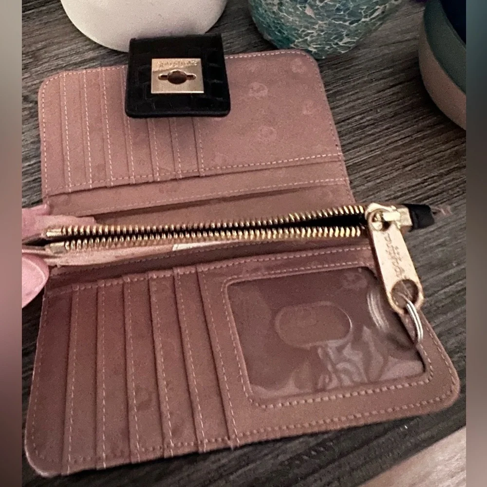 Spartina 449 Black Leather Wallet with Metallic Clasp